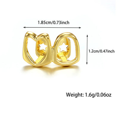 1PC Single Hip Hop Star Heart Pattern Teeth Grillz Removable Dental Grills Teeth Punk Teeth Caps