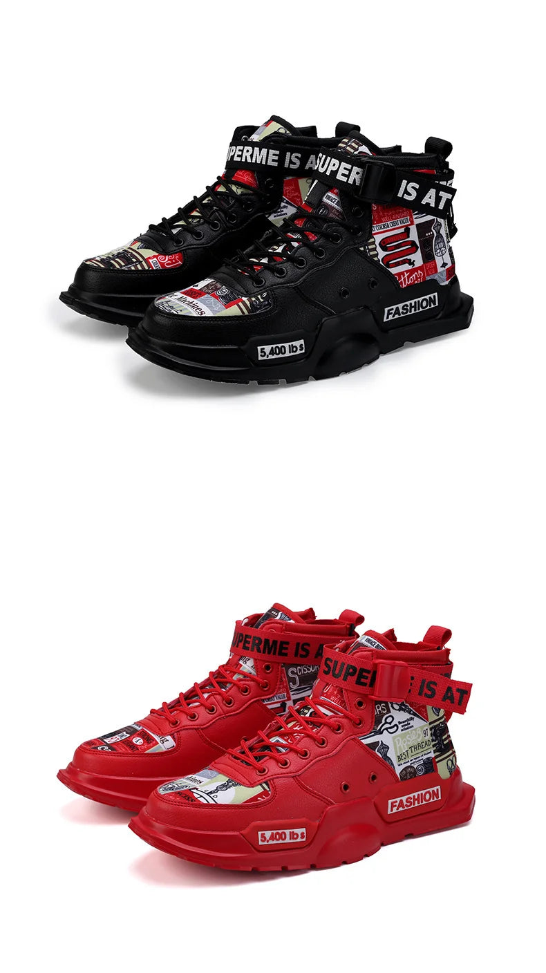 Men Shoes High Quality Sneakers Platform Breathable Lightweight Red Basket
