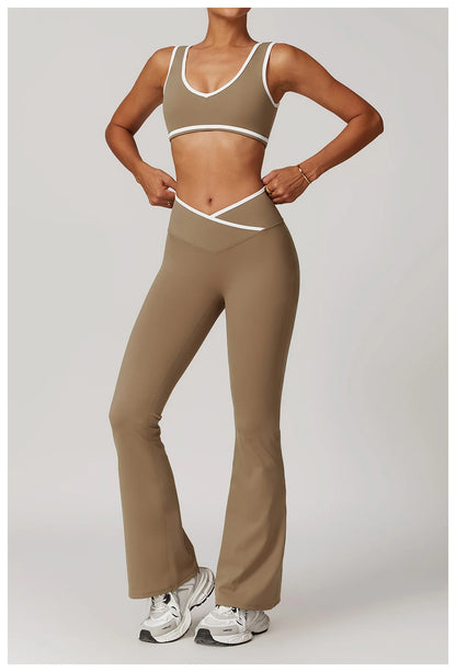 Yoga Set 2 Pieces Workout Outfits Fitness Sportswear Gym Tracksuit High Waist Leggings Sports Bra Athletic Wear Women Clothes