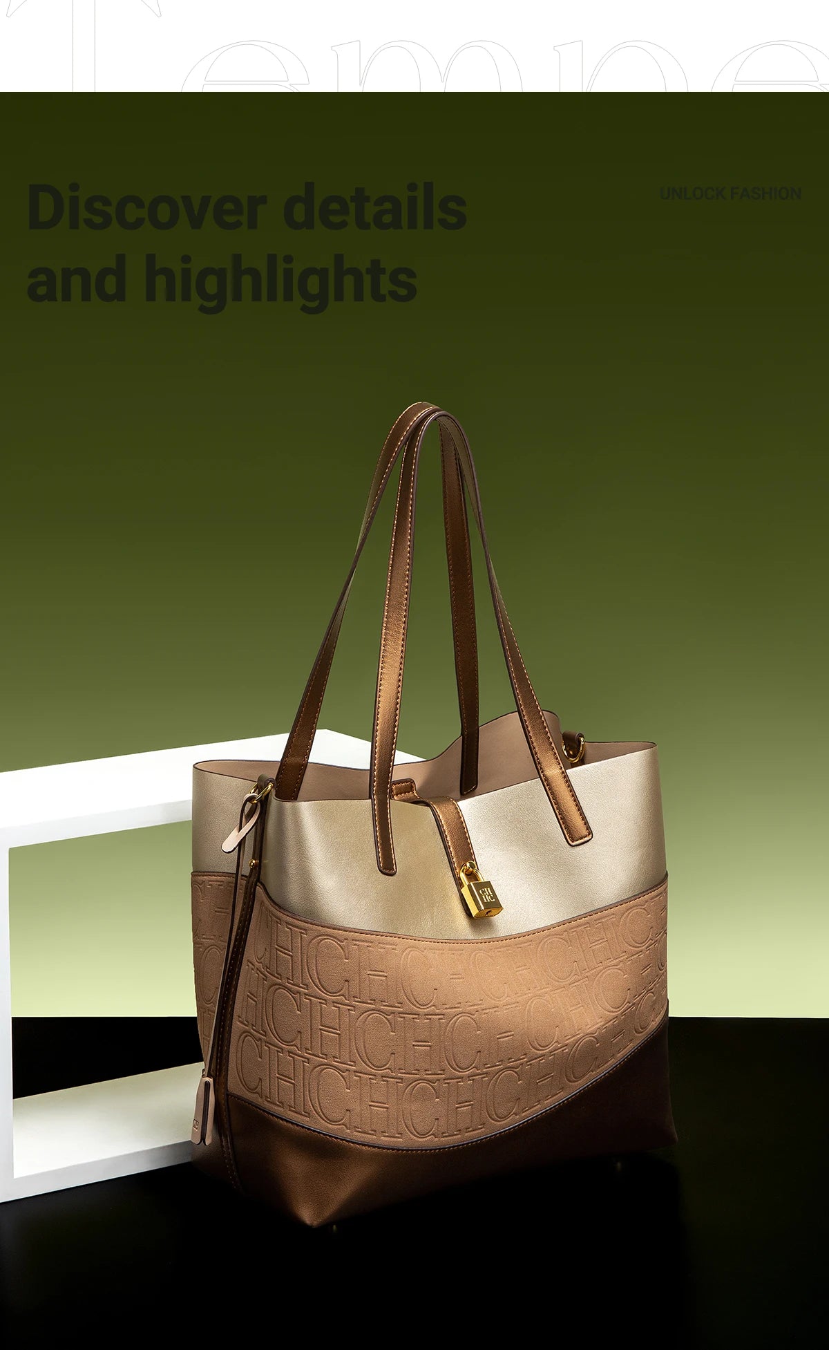 CHCH Women's Large Capacity Tote Bag Spring New Splicing Design Bag