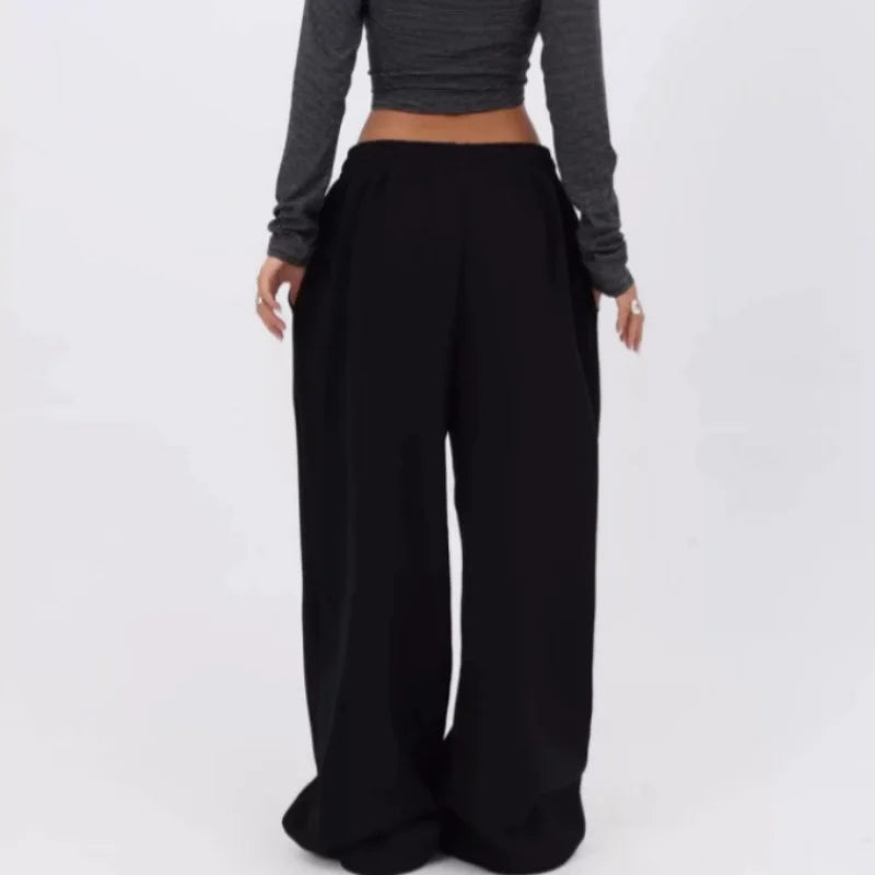 Y2K Baggy Pants Pocket Elastic Waist Oversized Wide Leg Pant Casual Streetwear