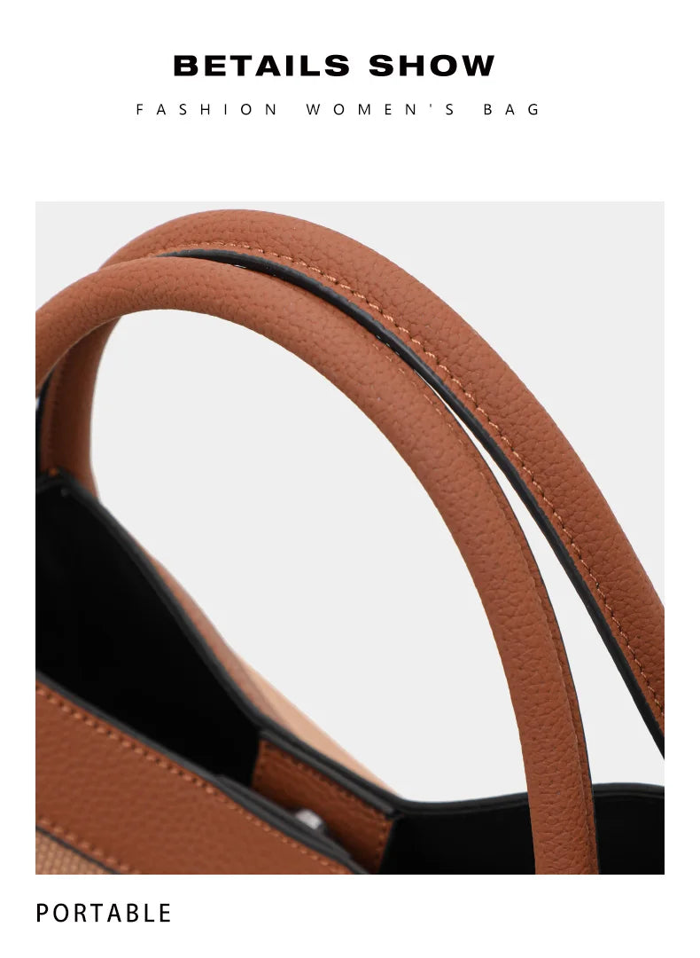 checkered women's handbag, large capacity luxury bag, canvas genuine leather bag