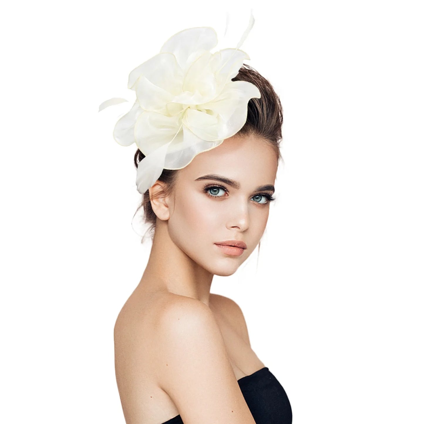 Feather Flower Hat Headpiece Cocktail Tea Party Hairpin Wedding Church