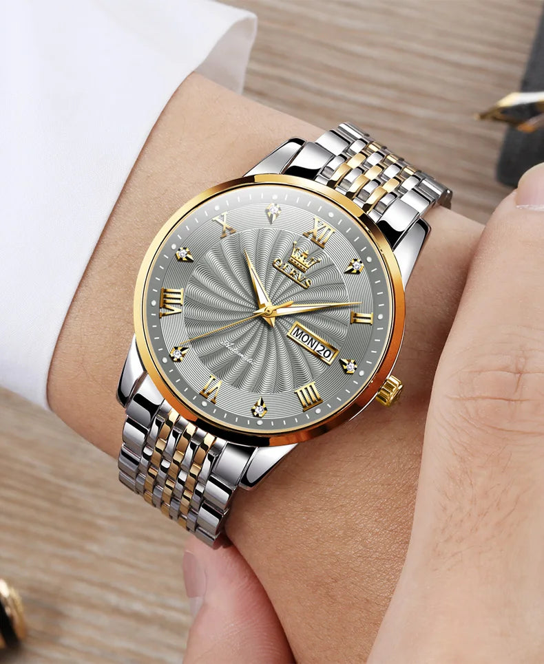 Automatic Mechanical Men Watch Threaded Dial Waterproof Stainless Steel Strap Classic Men's Watches Luxury