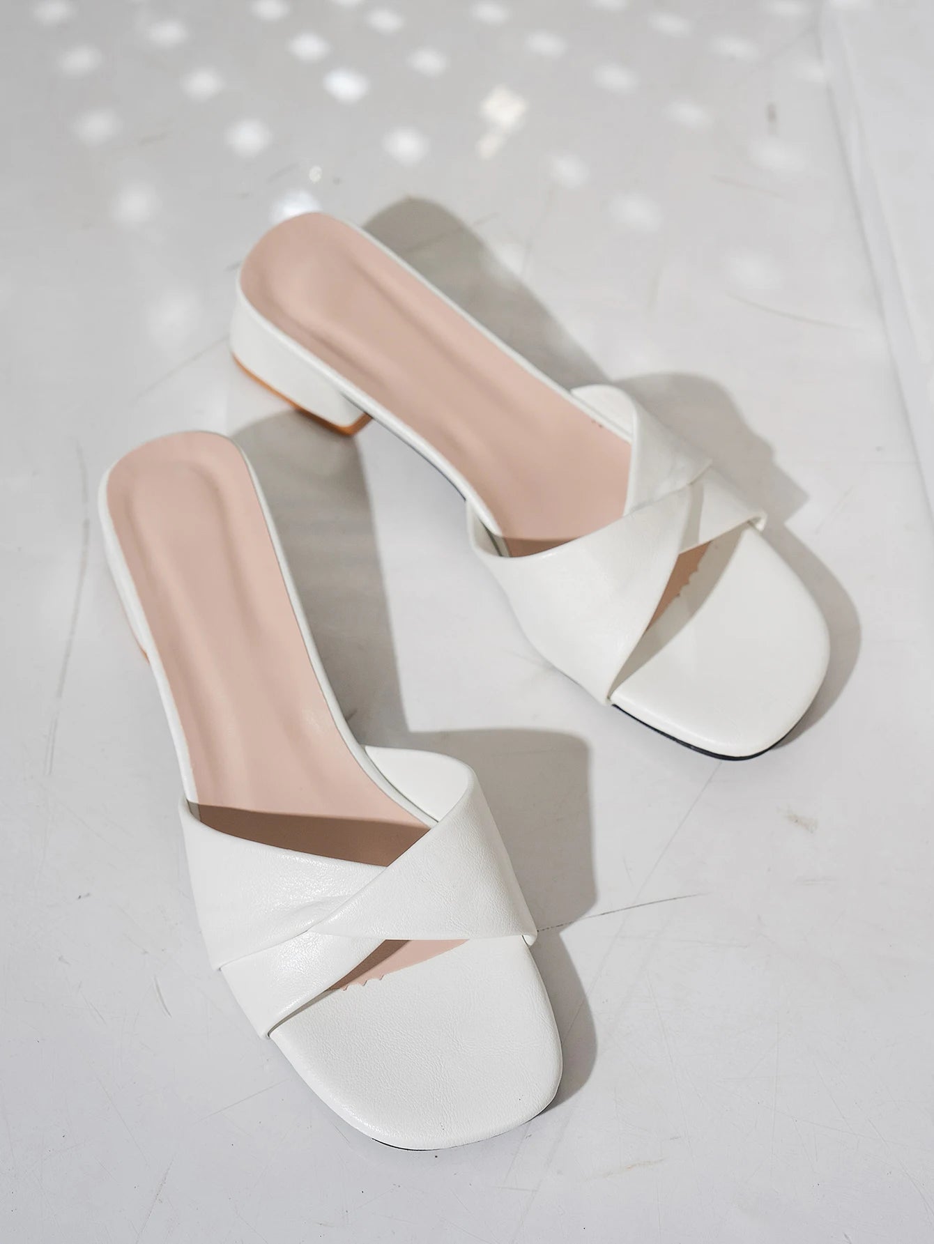 Fashion Open Toe Solid Color Surface Versatile Candy Color Square Heel Slippers Women's Sandals