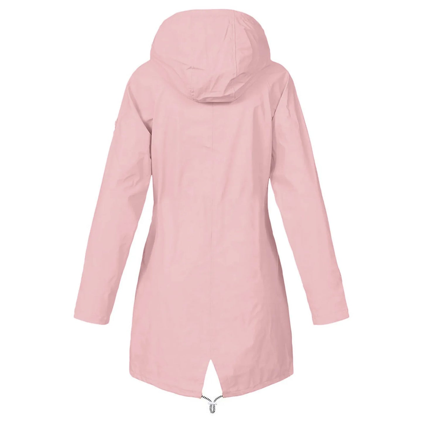 Hooded Lightweight Long Sleeve Windbreaker Zip Up Drawstring Windproof Raincoat Plus Size Long Coat Outdoor