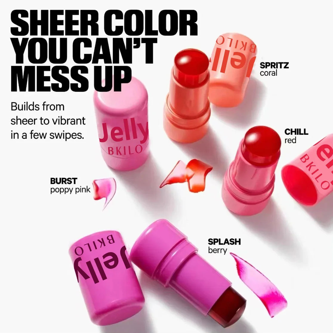3-in-1 Cheek Lip Tinted Moistured Blush Stick Eyes Cheek Lip Brighten Cream Water Jelly Tint Stick Matte Contour Makeup