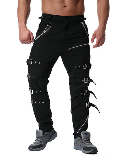 Men`s Steampunk Gothic Hip Hop Techwear Pants with Chain For Cosplay