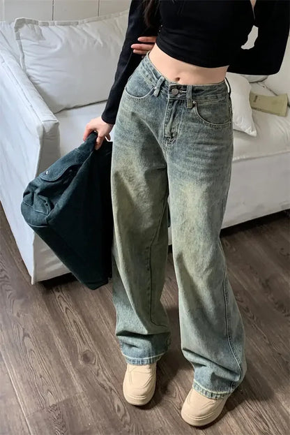 High-waisted Slimming Jeans Casual Bell Bottoms Straight-leg Long Pants For Women