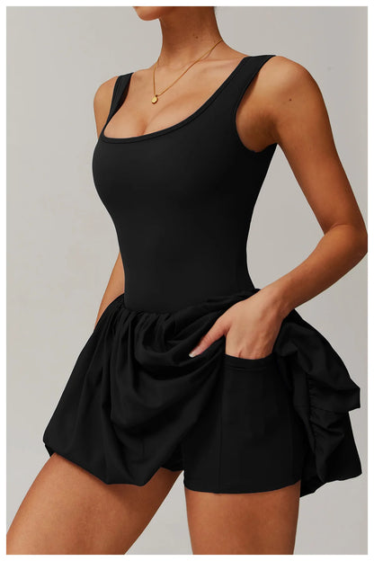 2024 New Women Yoga Anti Glare One-Piece Jumpsuit Dance Ballet Sports Dress Gym Push up Running Tennis Sports