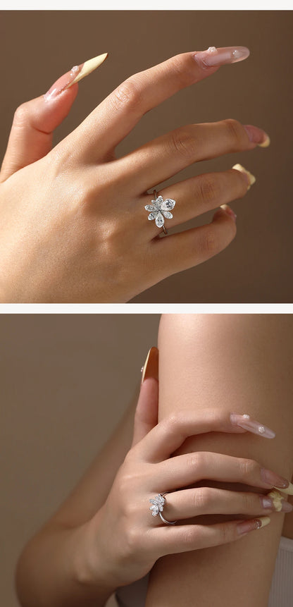 ATTAGEMS 925 Sterling Silver Luxury Women Ring Flowers DVVS1 Moissanite Pear-cut Classical Band Engagement Wedding Fine Jewelry