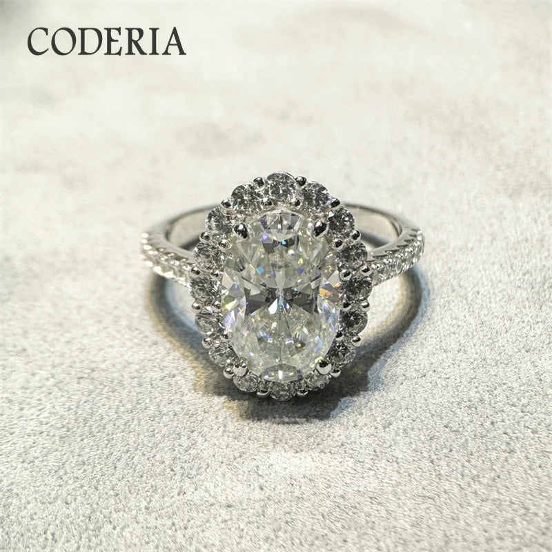 18K White Gold Plated D Color 8*12mm 4.5CT Moissanite 925 Sterling Silver Ring Women Wedding Diamond Finger Band Luxury Jewelry