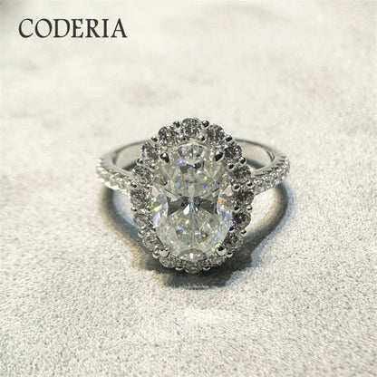 18K White Gold Plated D Color 8*12mm 4.5CT Moissanite 925 Sterling Silver Ring Women Wedding Diamond Finger Band Luxury Jewelry