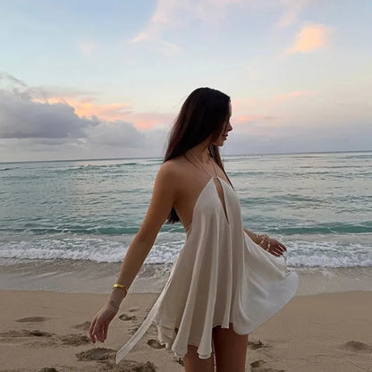Off Shoulder Dress Elegant Sleeveless Hollow Out Backless