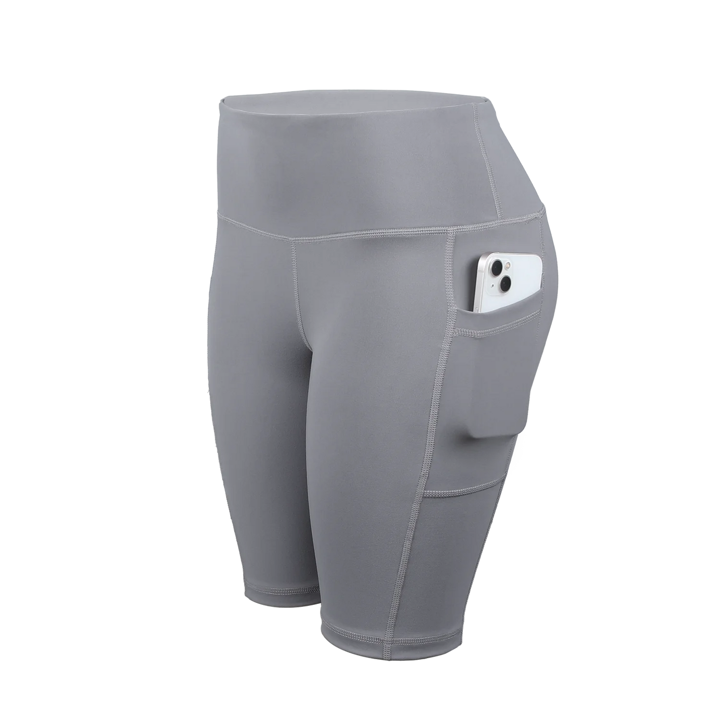 Solid Yoga Shorts with 3 Pockets High Waist Butt Lifting Elastic Cycling Shorts Activewear