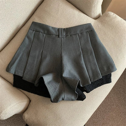 Women Black Gothic Y2k Pleated Shorts Skirt Vintage Mini Skirt Harajuku Korean Elegant Skirts Aesthetic Emo 2000s Clothes Summer