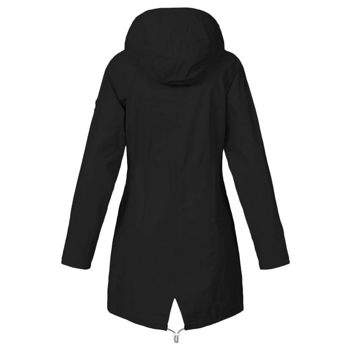 Hooded Lightweight Long Sleeve Windbreaker Zip Up Drawstring Windproof Raincoat Plus Size Long Coat Outdoor