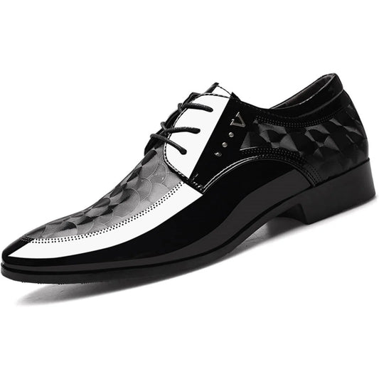 Men's Oxford Shoes Moire Pattern Formal Business Dress Shoes Lace up Italy Modern