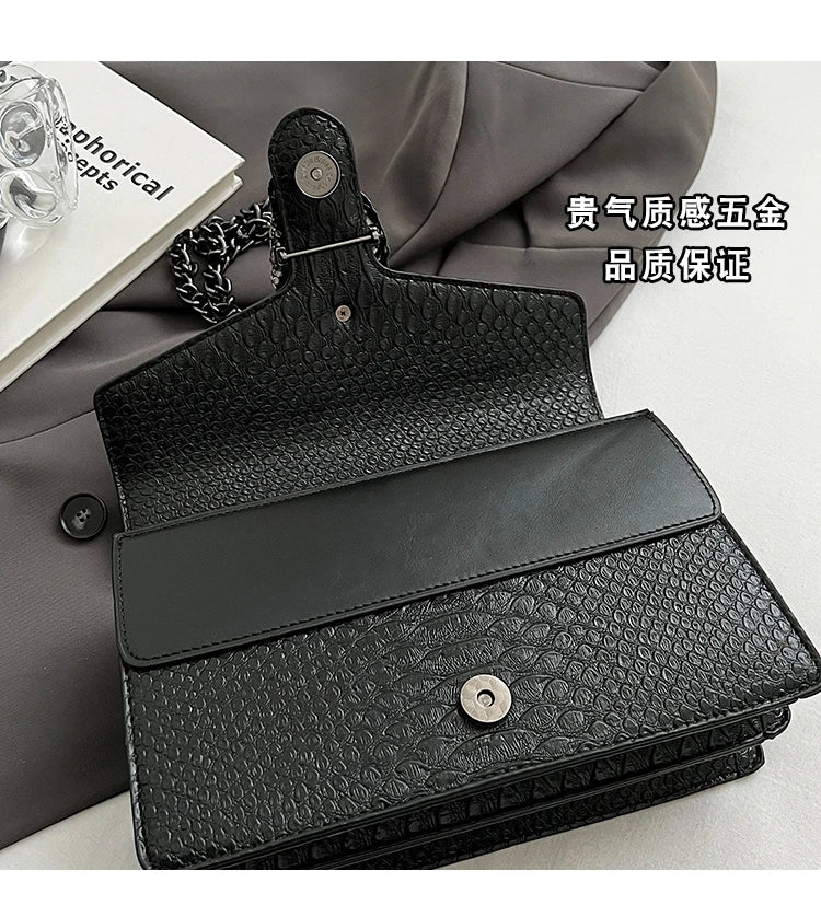 Chain Shoulder Bag for Women Snake Pattern Crossbody Small Square Bag