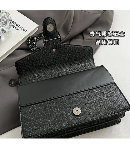Chain Shoulder Bag for Women Snake Pattern Crossbody Small Square Bag