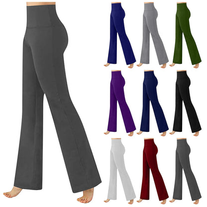 Loose Fitting Wide Leg Casual Pants Stretchy Solid Color Sports Yoga Breathable