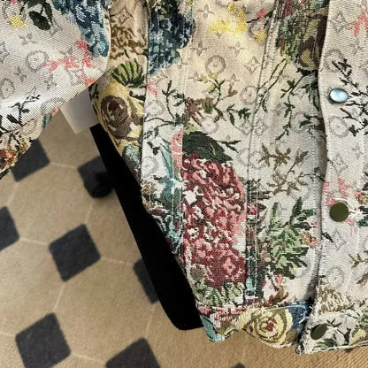 Men's Fashionable Denim Jacket High Quality Cross-Border Style Loose Fit Casual Scene Jacquard Lapel Jacket