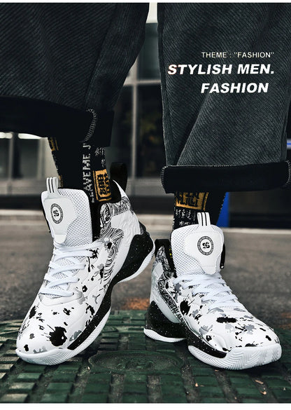 Men's Basketball Breathable Outdoor Shoes Fashion Graffiti Training Shoes