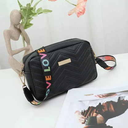 Embroidered Camera Bag PU Material Casual Small Square Bag Versatile Shoulder Strap