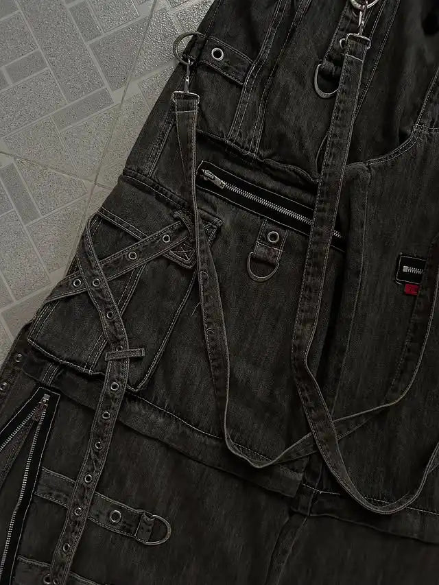 Streetwear Vintage Washed Heavy Jeans Y2K Cargo Pants Mens Womens Hip Hop Multi Pocket Baggy Jeans Low Waist Wide Leg Trousers