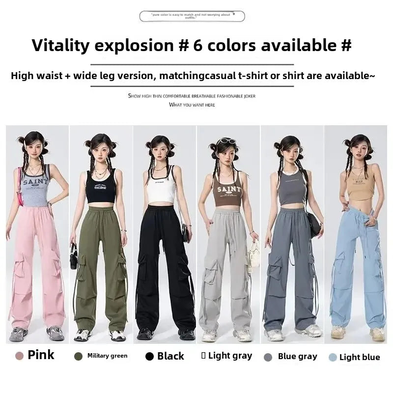 High-Waisted Cargo Pants Sweatpants Umbrella Design For Women