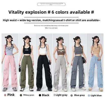 High-Waisted Cargo Pants Sweatpants Umbrella Design For Women