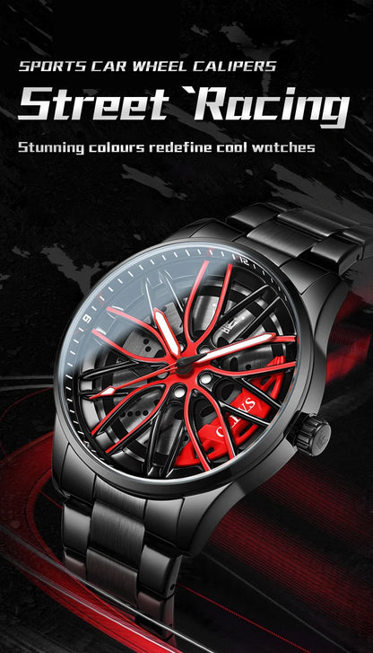Mens Watch Original Rotatable Wheel Hub Dial Fashion Trend Quartz Watch Waterproof Luminous