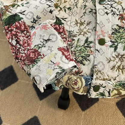 Men's Fashionable Denim Jacket High Quality Cross-Border Style Loose Fit Casual Scene Jacquard Lapel Jacket