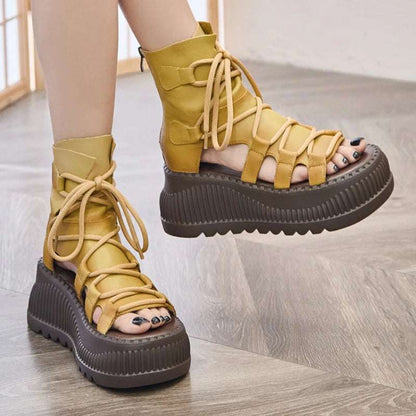 7.5cm Genuine Leather Women Sandals Loafer Shoes Platform Wedge Comfy Hollow ZIP Summer Rubber Peep Toe Retro Flats Ankle BootS yellow / 36 yellow / 37 yellow / 35 yellow / 36-yellow / 37-yellow / 35-yellow / 40-black / 35-yellow / 38-yellow / 39-black / 38-black / 39-black / 36-black / 37-green / 36-green / 37-black / 40-green / 35-green / 40-green / 38-green / 39-