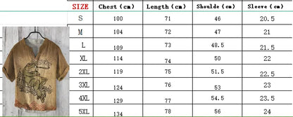 3D digital heat transfer animal landscape 3-button large size stand-up collar short-sleeved shirt
