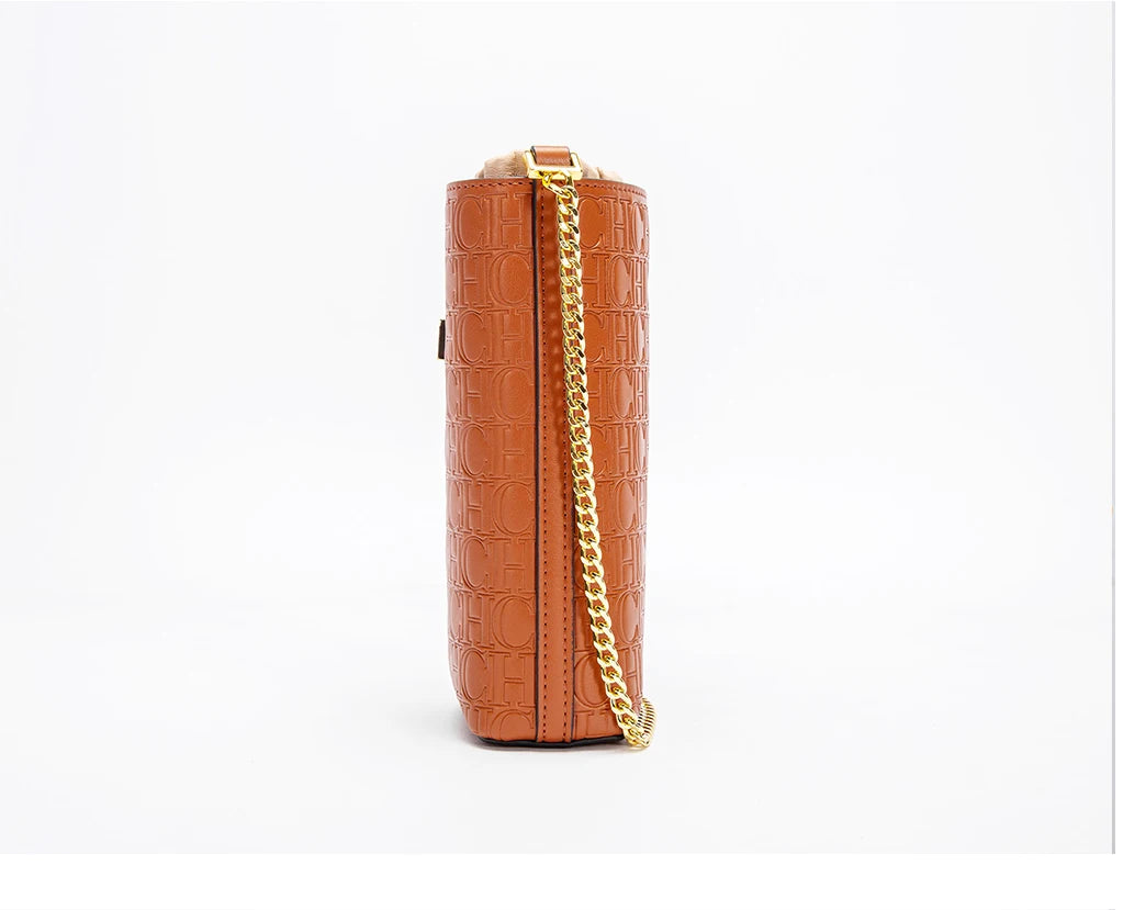 Phone Bag 2024 New Embossed Crossbody Bag High Quality Metal Chain Bag