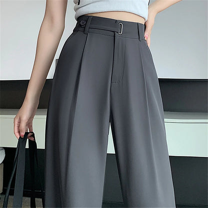 Women's Casual Pants Wide Leg Pants Solid Color High Waist Loose Trousers