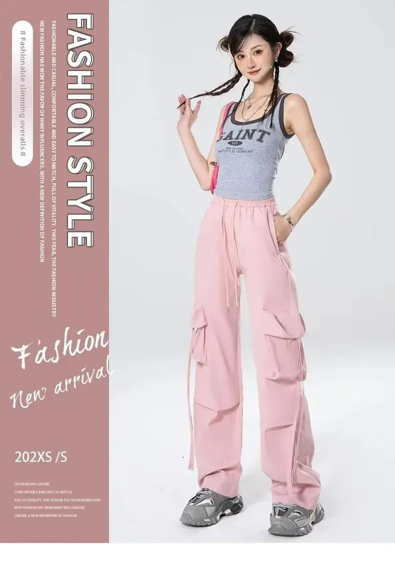 High-Waisted Cargo Pants Sweatpants Umbrella Design For Women