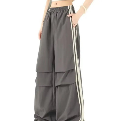 Women Blue Striped Pants Baggy Harajuku Sweatpants Aesthetic Oversize Parachute Pants Y2k 2000s Vintage Fashion Trousers Clothes
