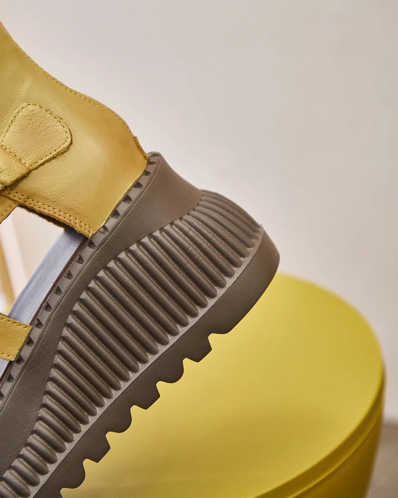 7.5cm Genuine Leather Women Sandals Loafer Shoes Platform Wedge Comfy Hollow ZIP Summer Rubber Peep Toe Retro Flats Ankle BootS yellow / 36 yellow / 37 yellow / 35 yellow / 36-yellow / 37-yellow / 35-yellow / 40-black / 35-yellow / 38-yellow / 39-black / 38-black / 39-black / 36-black / 37-green / 36-green / 37-black / 40-green / 35-green / 40-green / 38-green / 39-