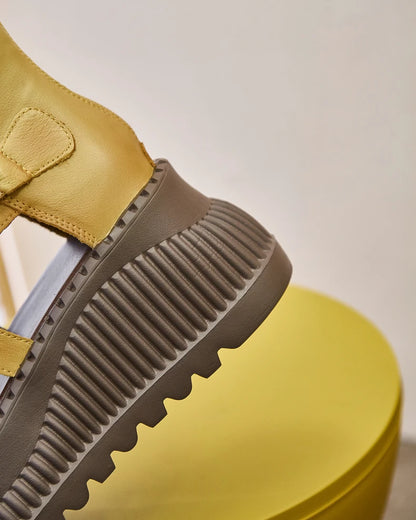 7.5cm Genuine Leather Women Sandals Loafer Shoes Platform Wedge Comfy Hollow ZIP Summer Rubber Peep Toe Retro Flats Ankle BootS yellow / 36 yellow / 37 yellow / 35 yellow / 36-yellow / 37-yellow / 35-yellow / 40-black / 35-yellow / 38-yellow / 39-black / 38-black / 39-black / 36-black / 37-green / 36-green / 37-black / 40-green / 35-green / 40-green / 38-green / 39-