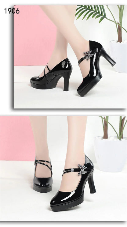 High-heeled Leather Small Leather Shoes Catwalk Shoes Ladies Dancing Bride Wedding Shoes