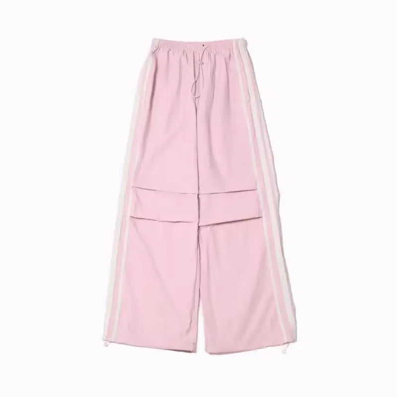 Women Blue Striped Pants Baggy Harajuku Sweatpants Aesthetic Oversize Parachute Pants Y2k 2000s Vintage Fashion Trousers Clothes