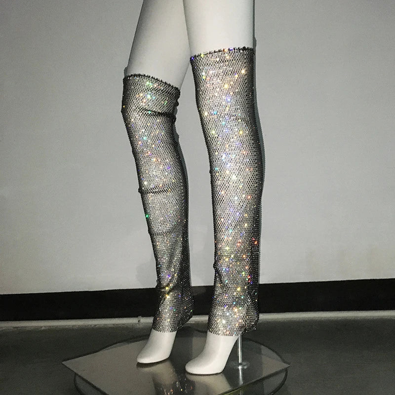 Leg Warmer Black White Diamond Hollow Lace Up Leg Warmers For Outwear Accessories Black-66CM / One Size / CHINA White-66CM / One Size / CHINA Black-66CM / One Size / CHINA-White-66CM / One Size / CHINA-