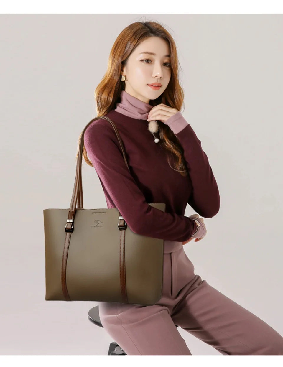 Luxury Shoulder Bags High-End Pu Leather Handbags Caual Tote