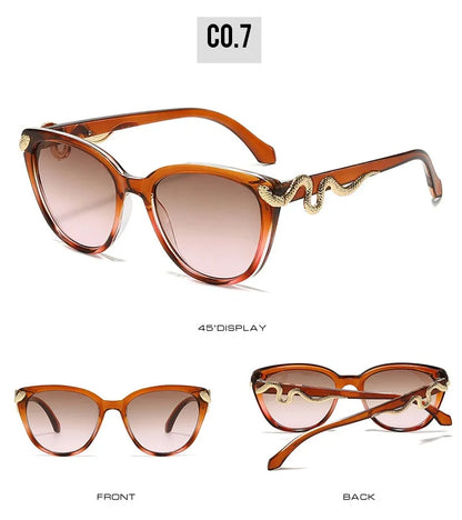 Metal Snake Trendy Street Shot Sun Glasses Brand Designer Ladies