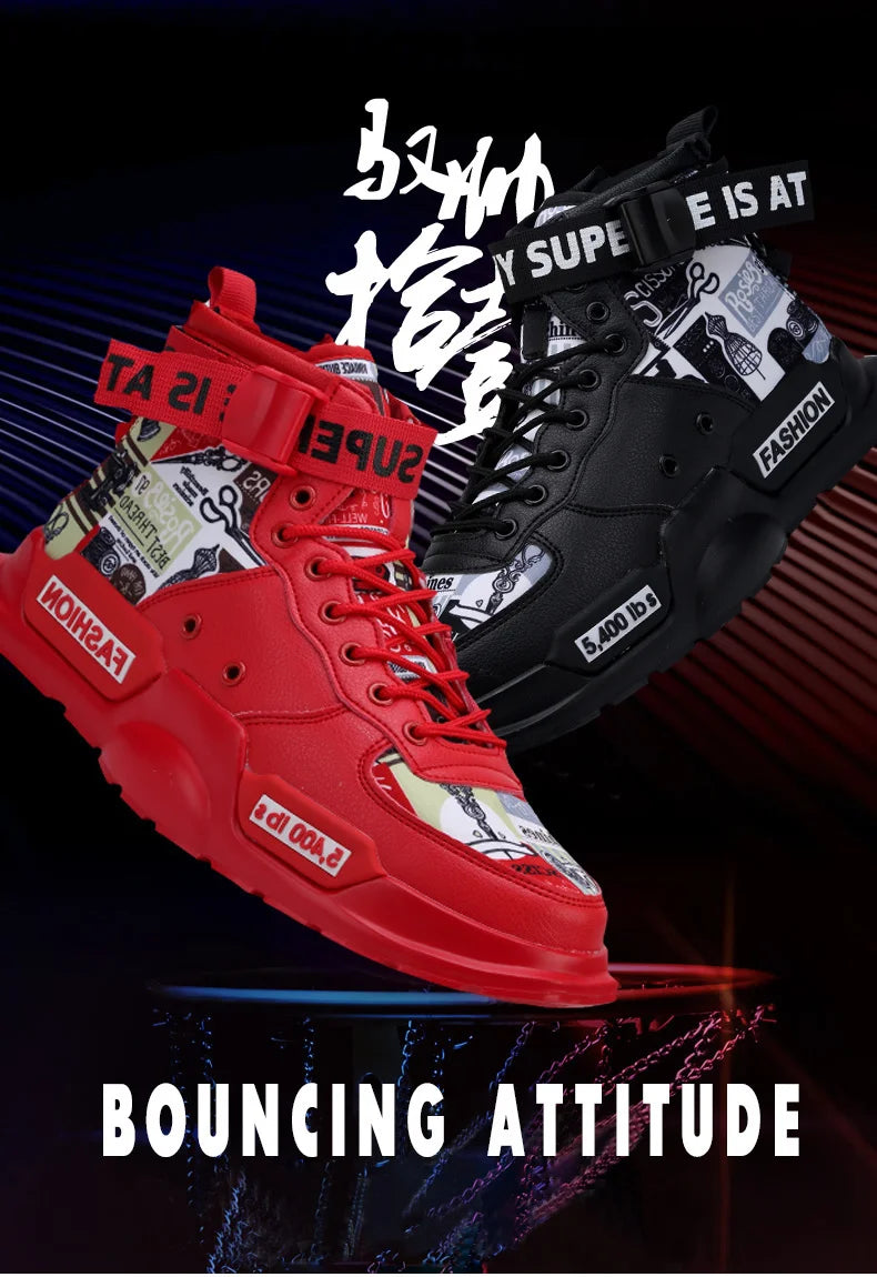 Men Shoes High Quality Sneakers Platform Breathable Lightweight Red Basket