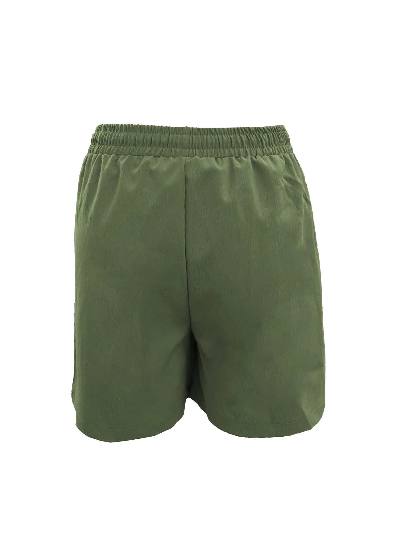 Summer New Women's Solid Color Pocket Loose High Waist Casual Fashion Quarter Shorts