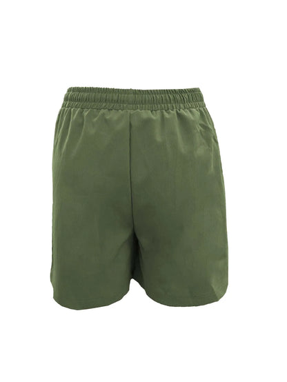 Summer New Women's Solid Color Pocket Loose High Waist Casual Fashion Quarter Shorts