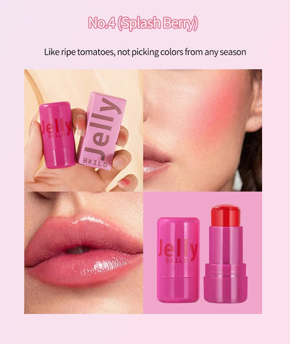 3-in-1 Cheek Lip Tinted Moistured Blush Stick Eyes Cheek Lip Brighten Cream Water Jelly Tint Stick Matte Contour Makeup